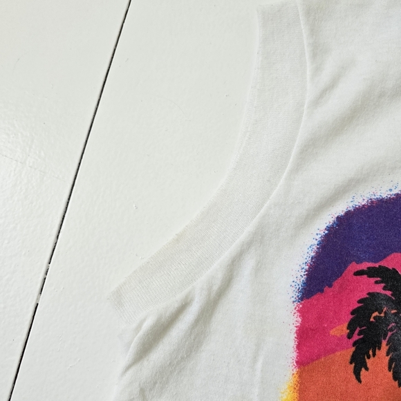 Vintage 80s Daytona Beach Palm Tree Crop Top Medium - Picture 7 of 7